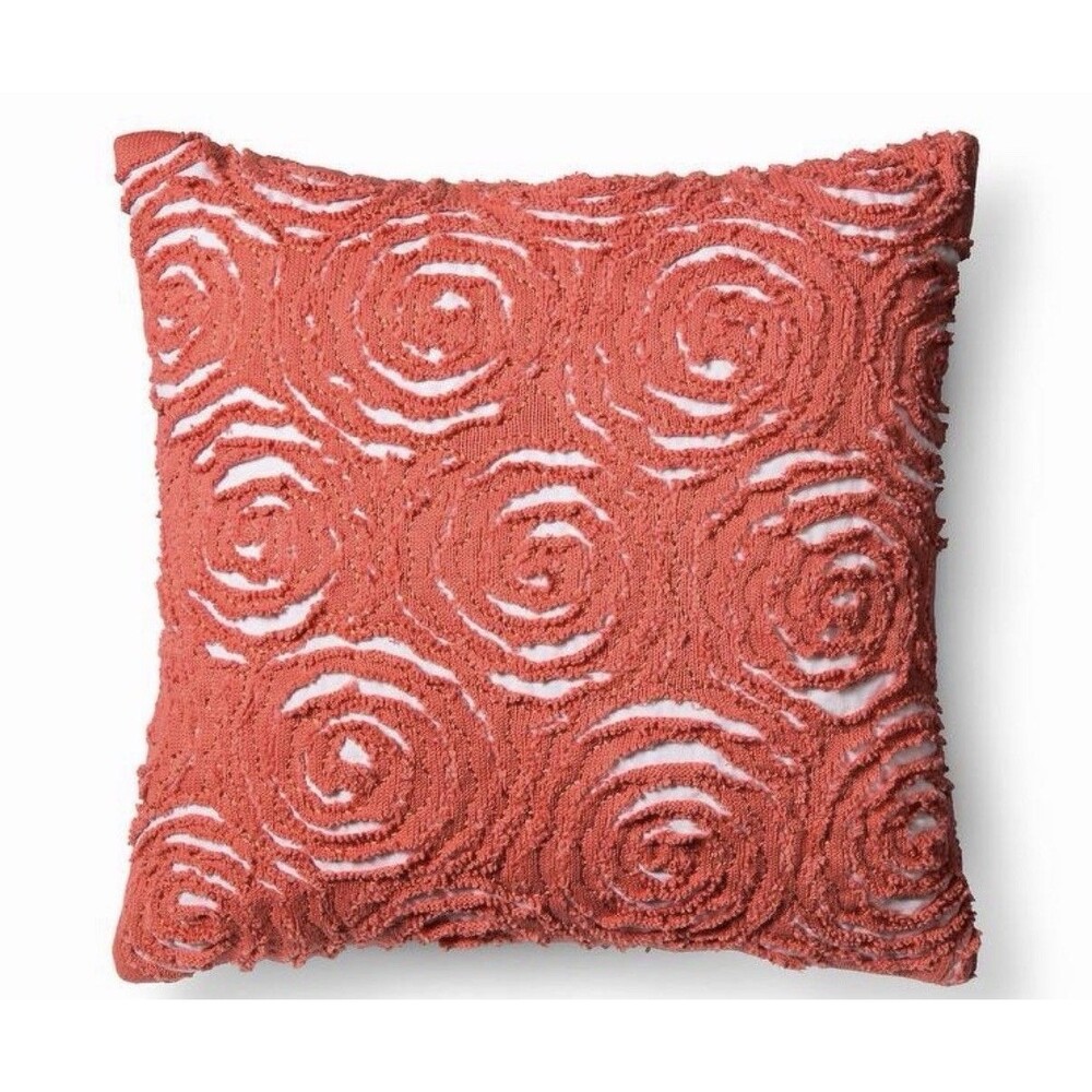 PAIR of Coral Throw Pillows Abstract Swirls Pillowfort Decorative Pillows18"x18"